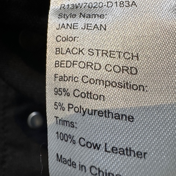 R13 Jane Women Jeans 30 Black Bedford Cord  Wide Leg NWT 90s Minimalist Grunge - Picture 12 of 13